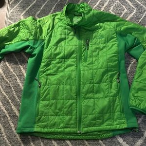 Think LL Bean puffer in sweet lime green.